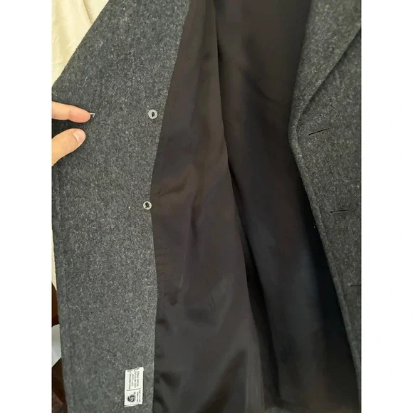 VTG Stratojac Charcoal Grey Wool Blend Double Breasted Overcoat USA Mens sz 42 - Picture 6 of 16